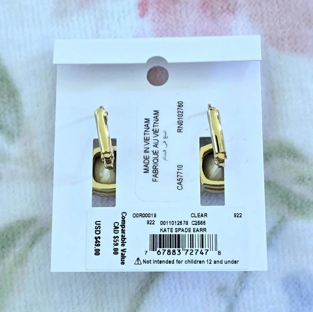 Kate Spade♠️ Clear Faceted Crystal💎 Cushion Earrings - Picture 16 of 16